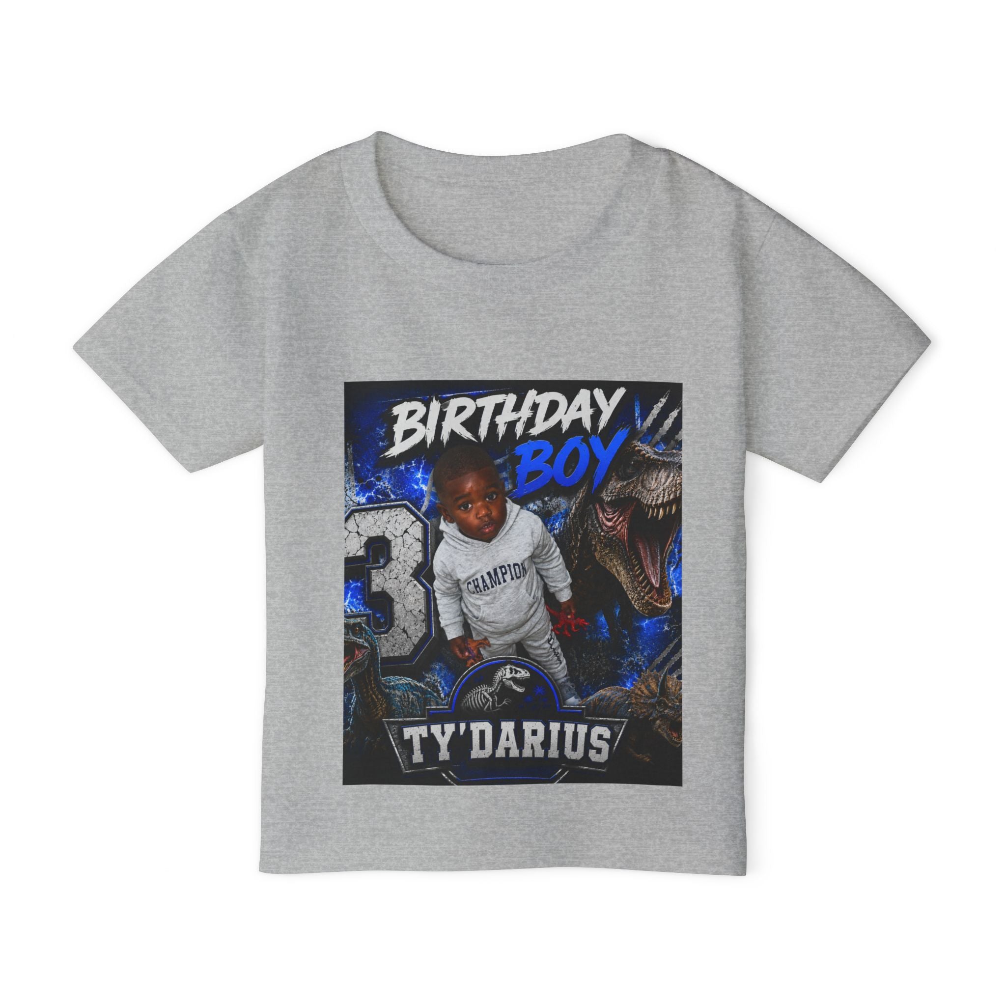 Birthday Boy Toddler T‑Shirt — Personalized 'Ty'Darius' Dino Party Shirt