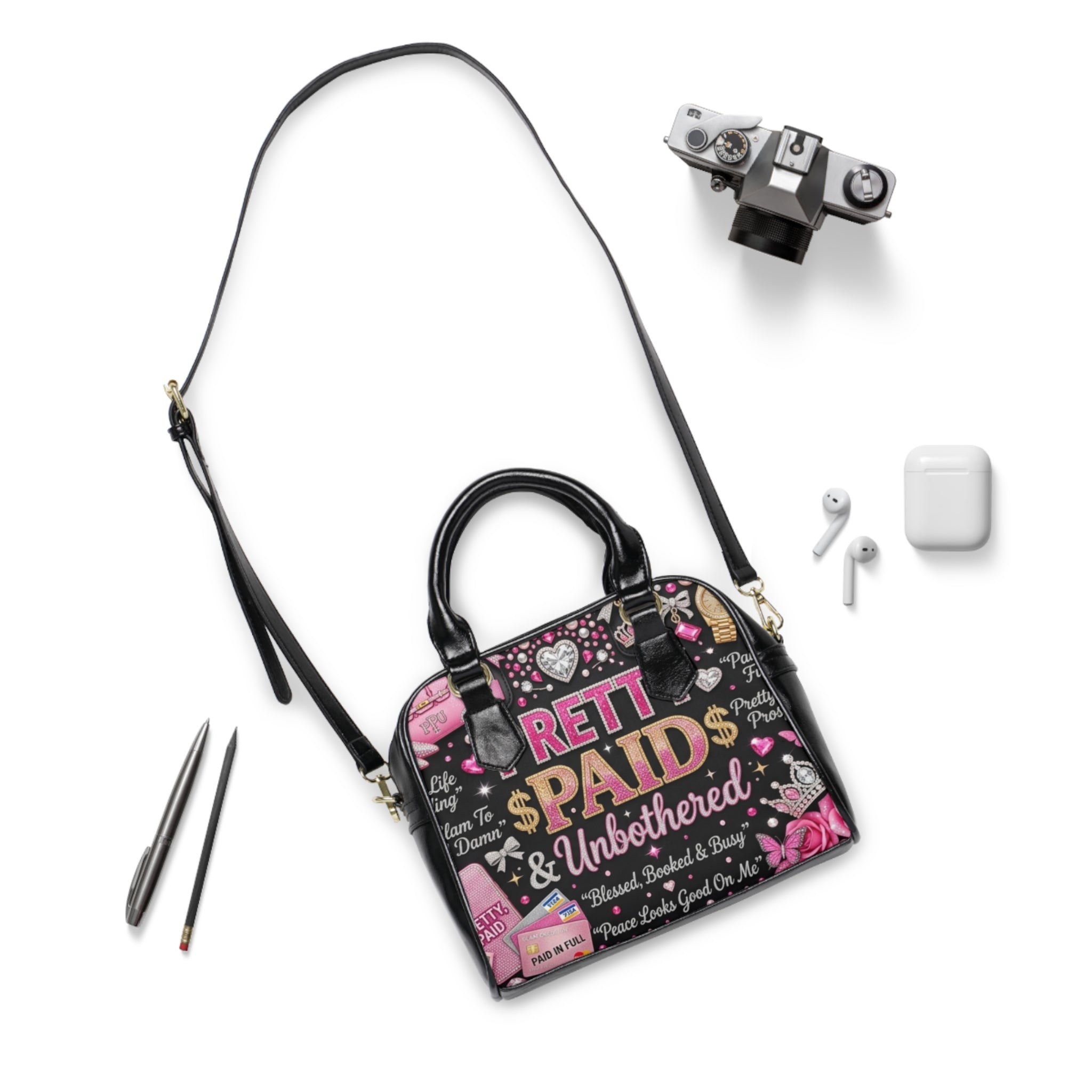 I Love Wine Wealth Shoulder Handbag — Chic Wine-Themed Tote Purse
