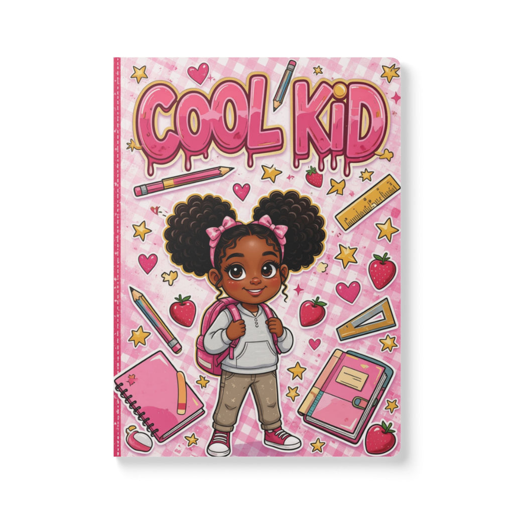 Cool Kid Softcover Journal — Back-to-School Pink Notebook for Girls, Cute School Supplies Design
