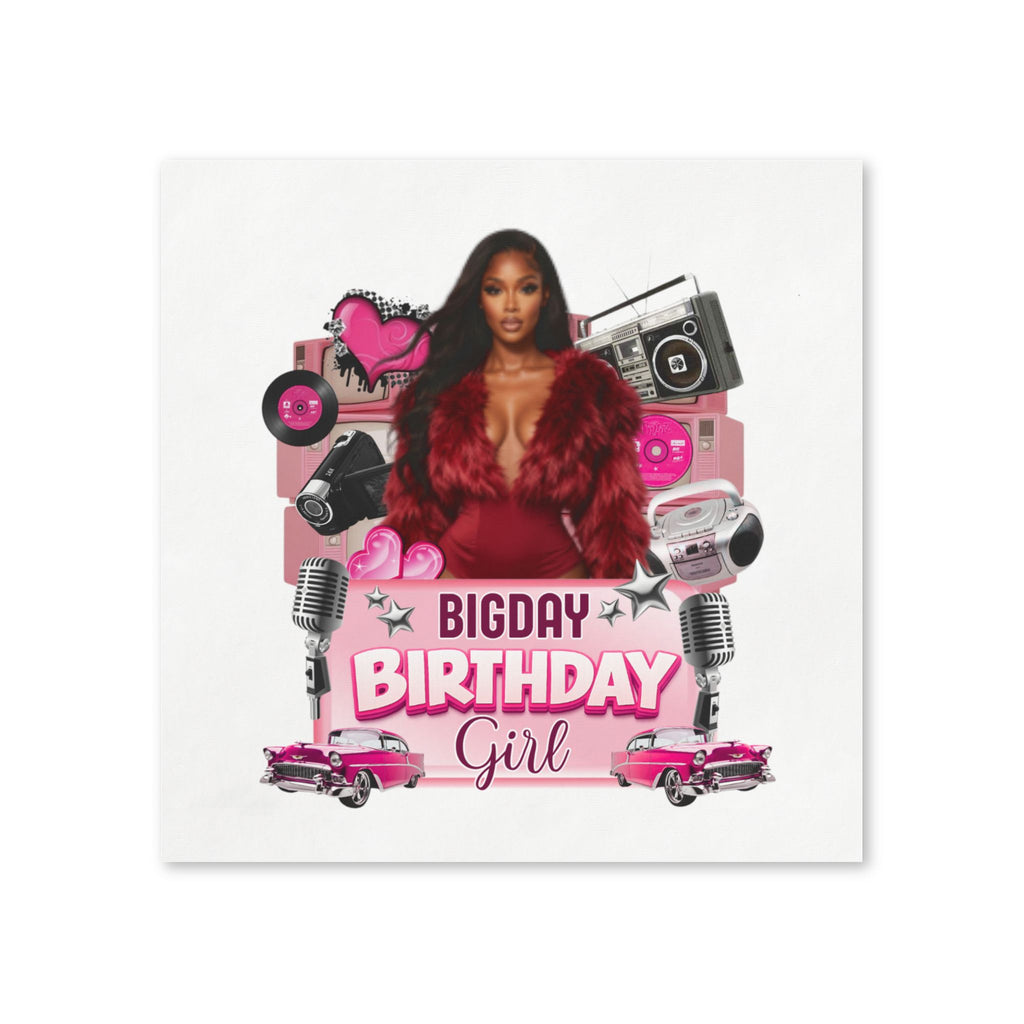 Birthday Girl Cocktail Napkins — Pink Retro Glam Party Decor