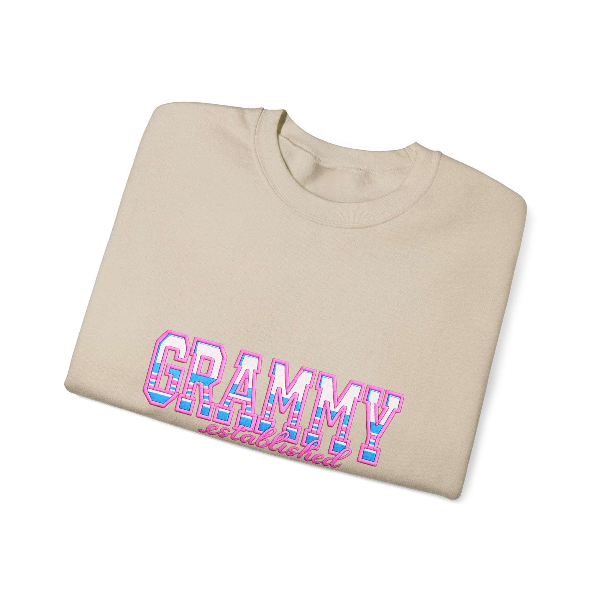 Grammy Established 2024 Crewneck Sweatshirt — Pink & Blue Retro Family Gift
