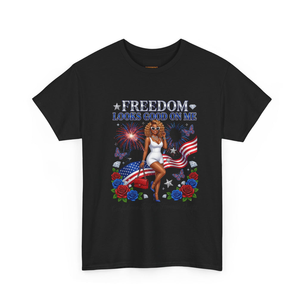 Freedom Looks Good On Me Tee — Patriotic 4th of July Graphic Shirt