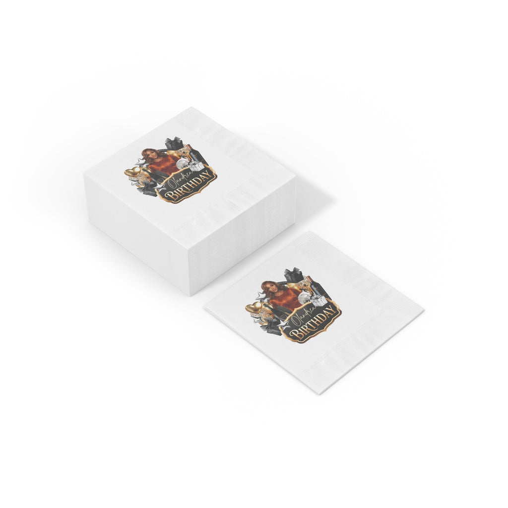 Personalized Birthday Napkins – 'Birthday' Gold & Black Celebration Design