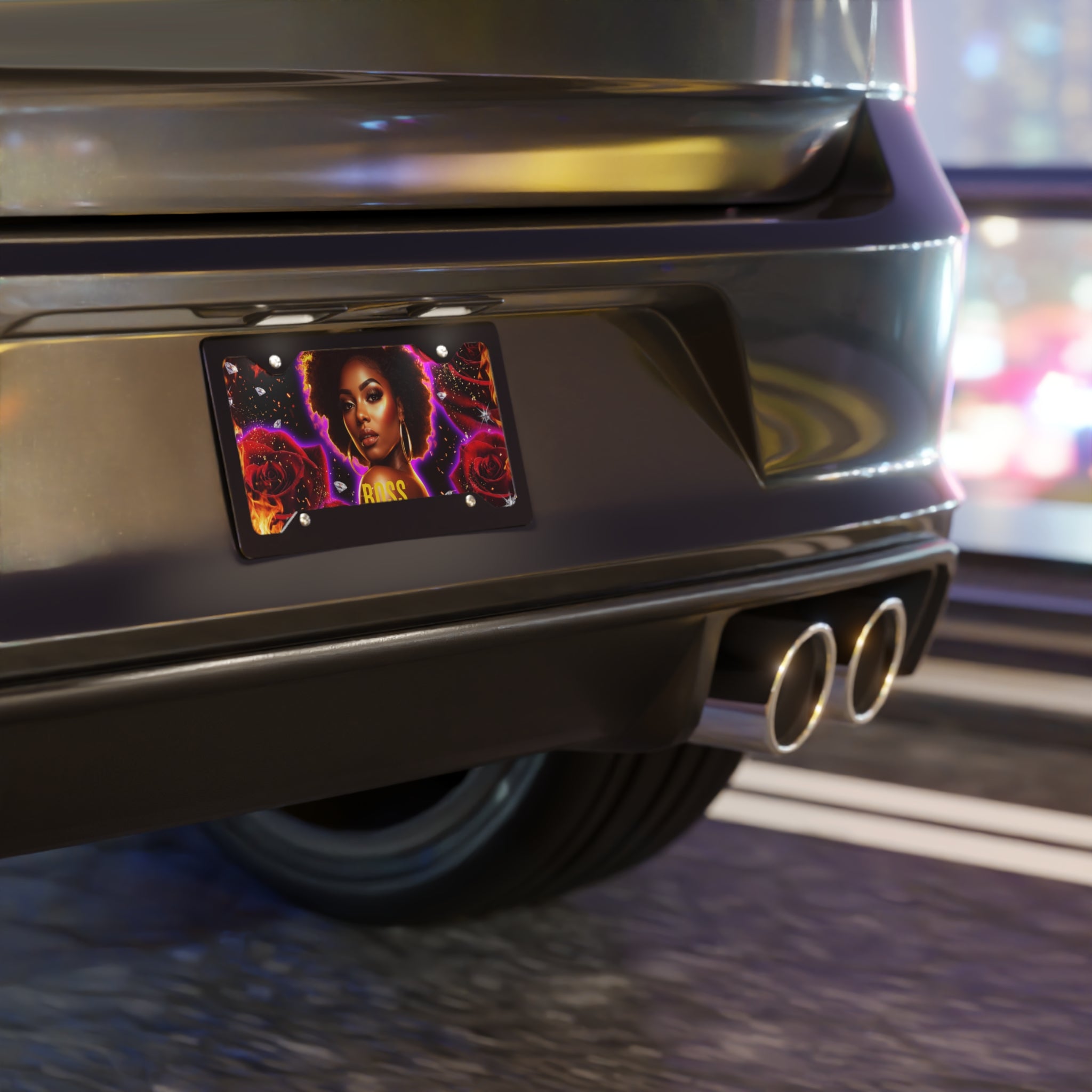 Boss Afro Queen Vanity Plate — Empowered Black Woman License Plate